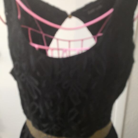 Fab'rik Black Keyhole Silk Maxi Dress M Boho Minimalist Retrogirl Glam Party - Picture 3 of 7